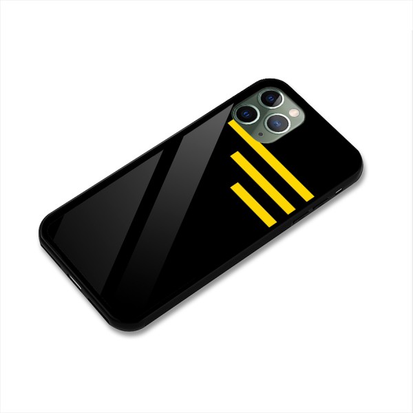 Sports Yellow Stripes Glass Back Case for iPhone 11 Pro