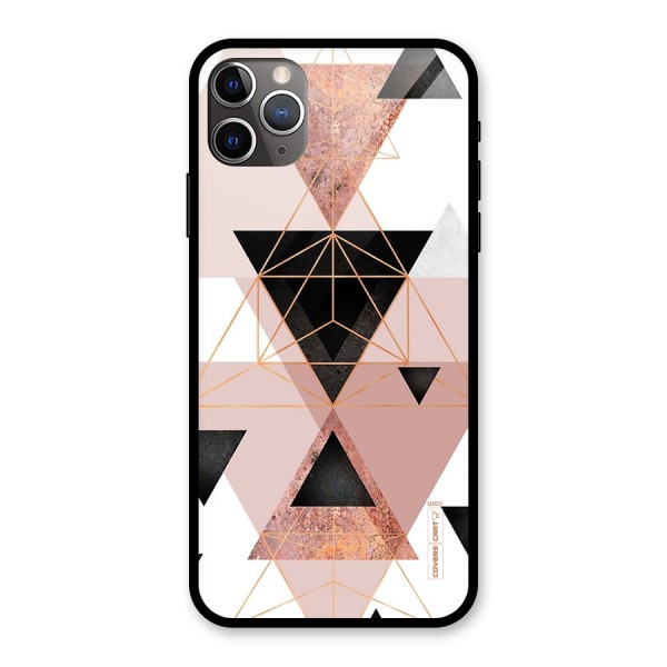 Abstract Rose Gold Triangles Glass Back Case for iPhone 11 Pro Max