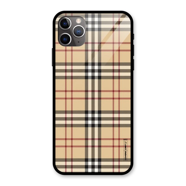 Beige Check Glass Back Case for iPhone 11 Pro Max