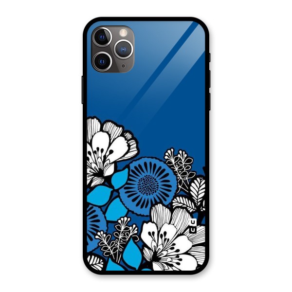 Blue White Flowers Glass Back Case for iPhone 11 Pro Max