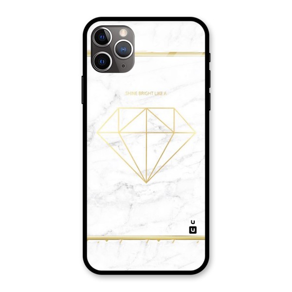 Bright Gold Diamond Glass Back Case for iPhone 11 Pro Max