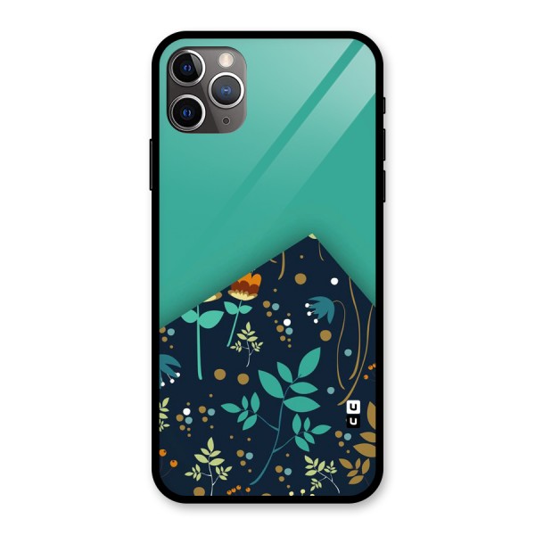 Floral Corner Glass Back Case for iPhone 11 Pro Max