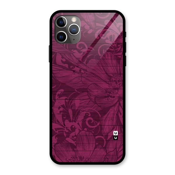 Magenta Floral Pattern Glass Back Case for iPhone 11 Pro Max