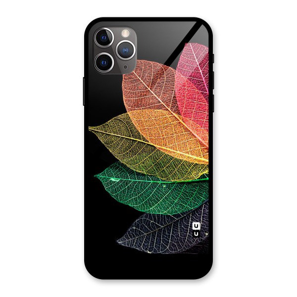 Net Leaf Color Design Glass Back Case for iPhone 11 Pro Max