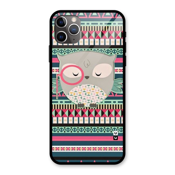Owl Cute Pattern Glass Back Case for iPhone 11 Pro Max