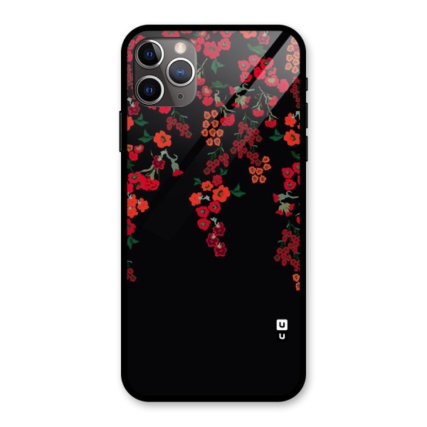 Red Floral Pattern Glass Back Case for iPhone 11 Pro Max