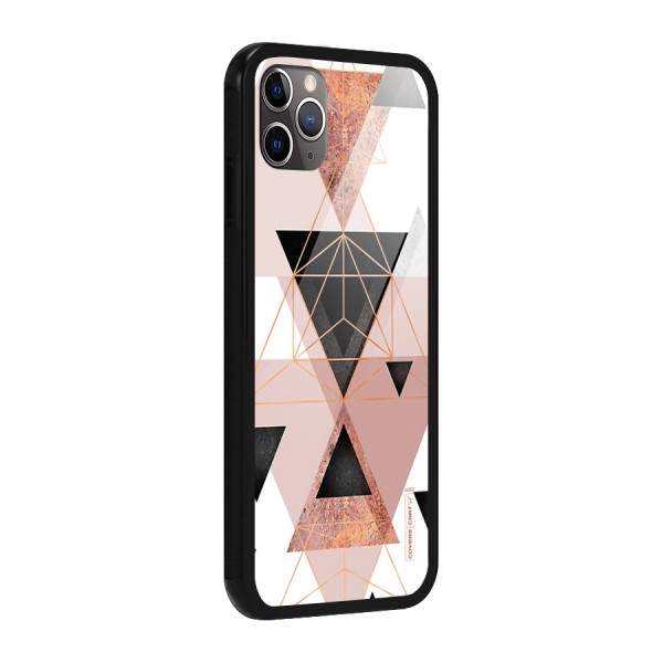 Abstract Rose Gold Triangles Glass Back Case for iPhone 11 Pro Max