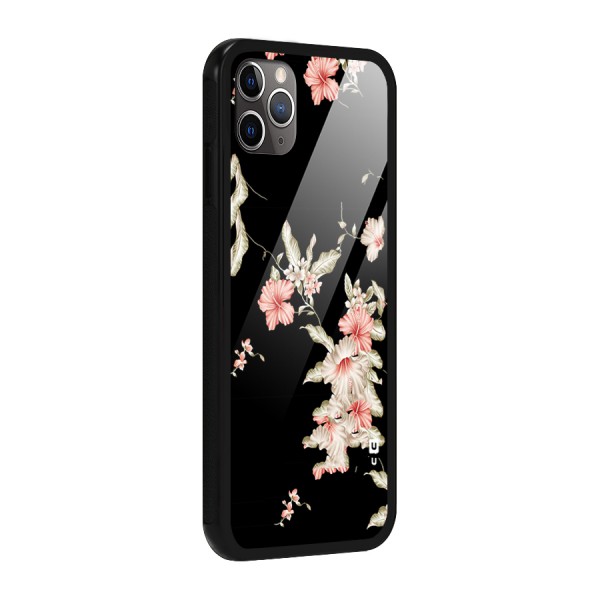 Black Floral Glass Back Case for iPhone 11 Pro Max