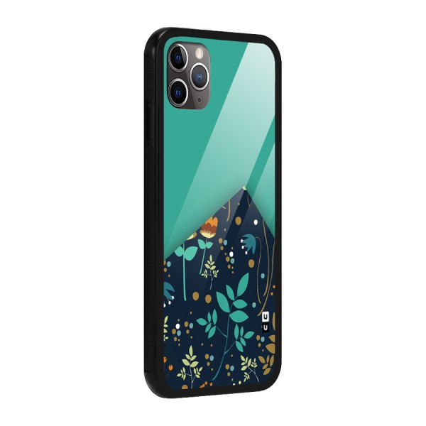 Floral Corner Glass Back Case for iPhone 11 Pro Max