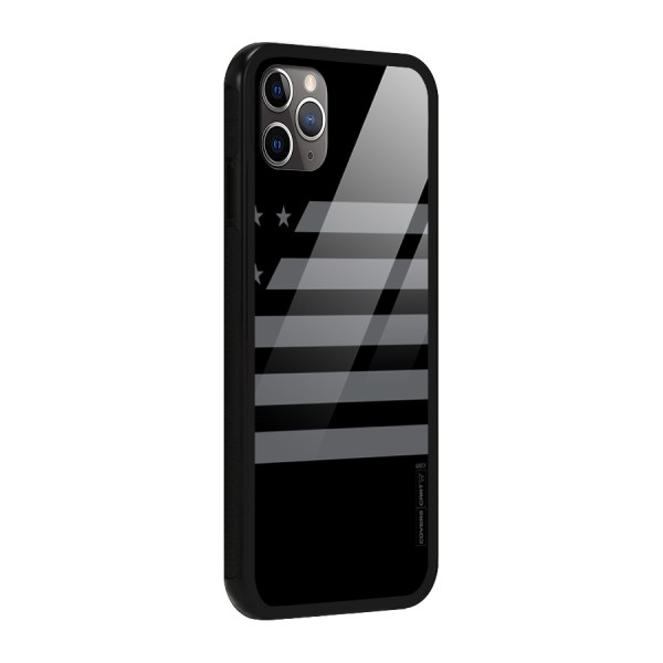 Grey Star Striped Pattern Glass Back Case for iPhone 11 Pro Max