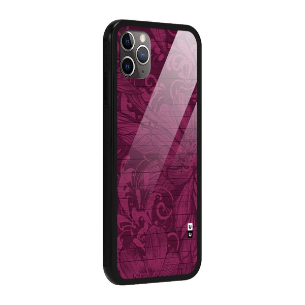 Magenta Floral Pattern Glass Back Case for iPhone 11 Pro Max