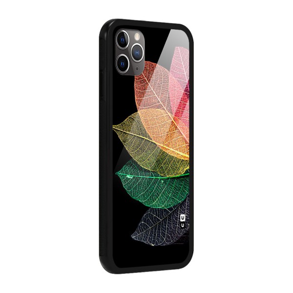 Net Leaf Color Design Glass Back Case for iPhone 11 Pro Max