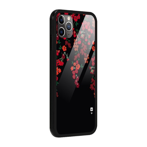 Red Floral Pattern Glass Back Case for iPhone 11 Pro Max