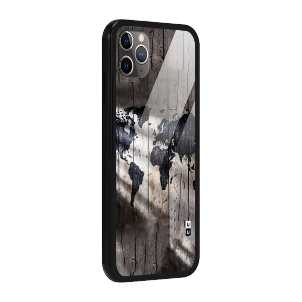 World Map Wood Design Glass Back Case for iPhone 11 Pro Max