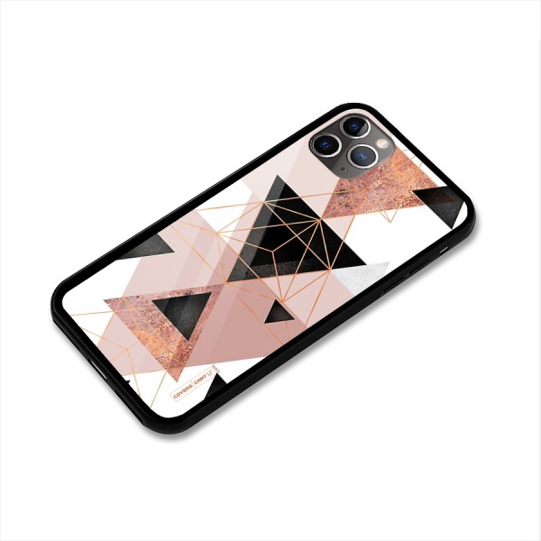 Abstract Rose Gold Triangles Glass Back Case for iPhone 11 Pro Max