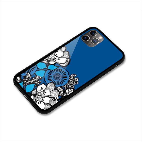 Blue White Flowers Glass Back Case for iPhone 11 Pro Max