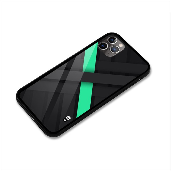 Green Stripe Diagonal Glass Back Case for iPhone 11 Pro Max