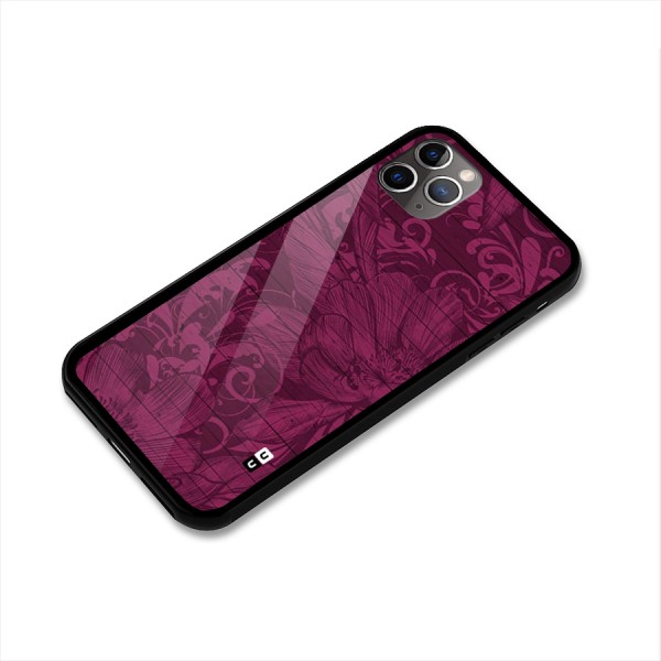 Magenta Floral Pattern Glass Back Case for iPhone 11 Pro Max