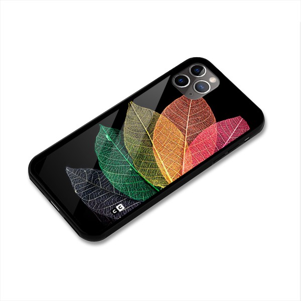 Net Leaf Color Design Glass Back Case for iPhone 11 Pro Max