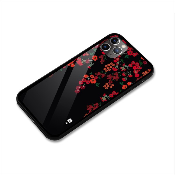 Red Floral Pattern Glass Back Case for iPhone 11 Pro Max