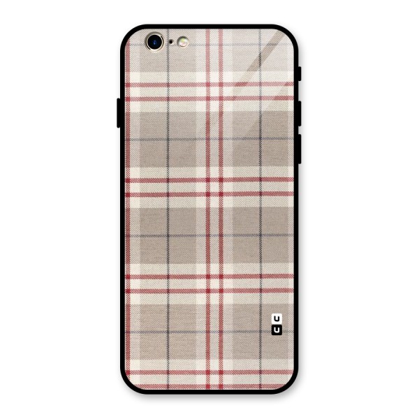 Beige Red Check Glass Back Case for iPhone 6 6S
