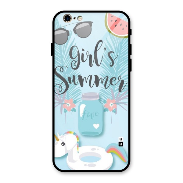 Girls Summer Glass Back Case for iPhone 6 6S