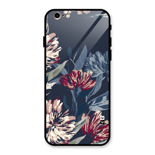 Red Rugged Floral Pattern Glass Back Case for iPhone 6 6S