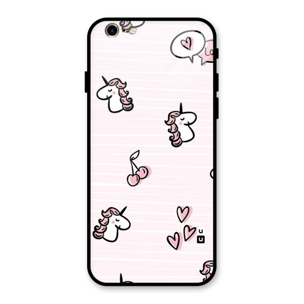 Strawberries And Unicorns Glass Back Case for iPhone 6 6S