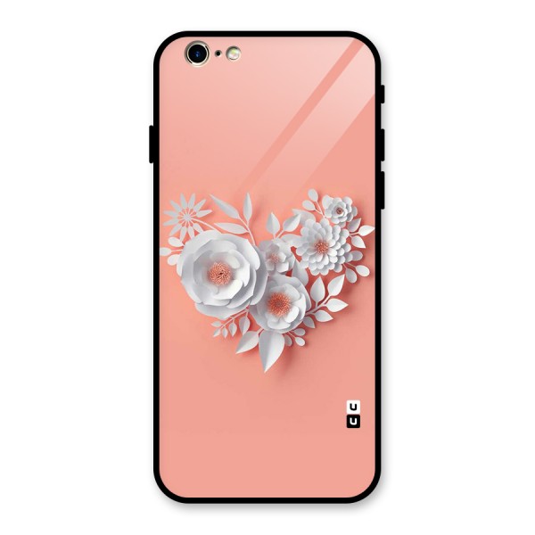 White Paper Flower Glass Back Case for iPhone 6 6S