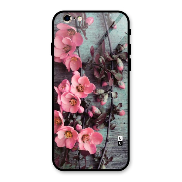 Wooden Floral Pink Glass Back Case for iPhone 6 6S