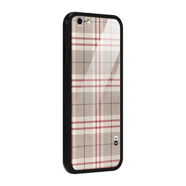 Beige Red Check Glass Back Case for iPhone 6 6S