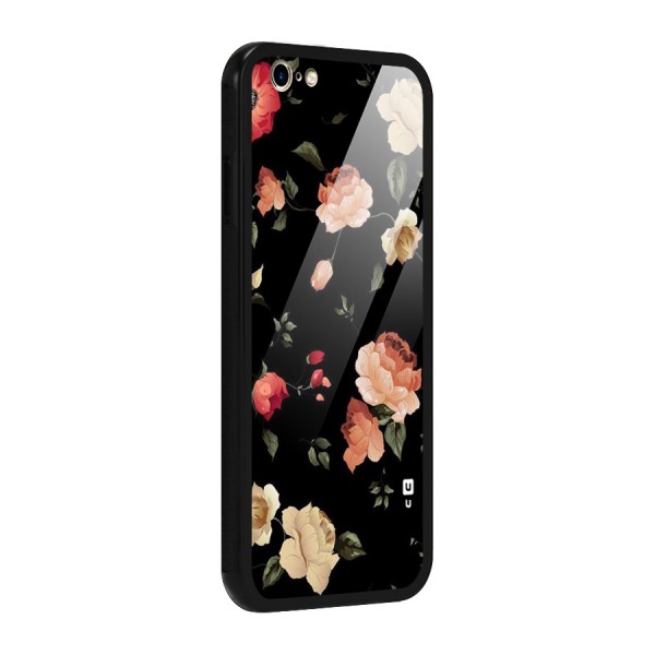 Black Artistic Floral Glass Back Case for iPhone 6 6S