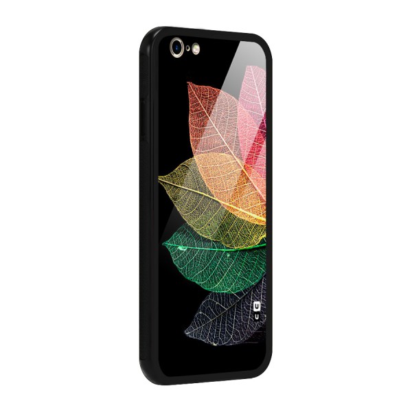 Net Leaf Color Design Glass Back Case for iPhone 6 6S