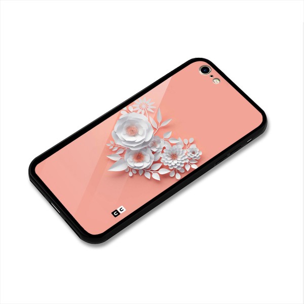 White Paper Flower Glass Back Case for iPhone 6 6S