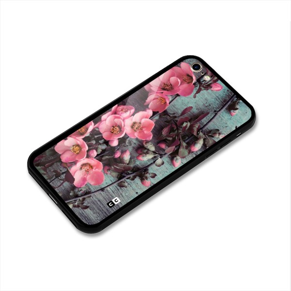 Wooden Floral Pink Glass Back Case for iPhone 6 6S