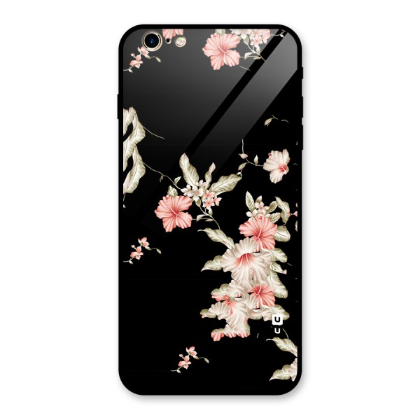 Black Floral Glass Back Case for iPhone 6 Plus 6S Plus