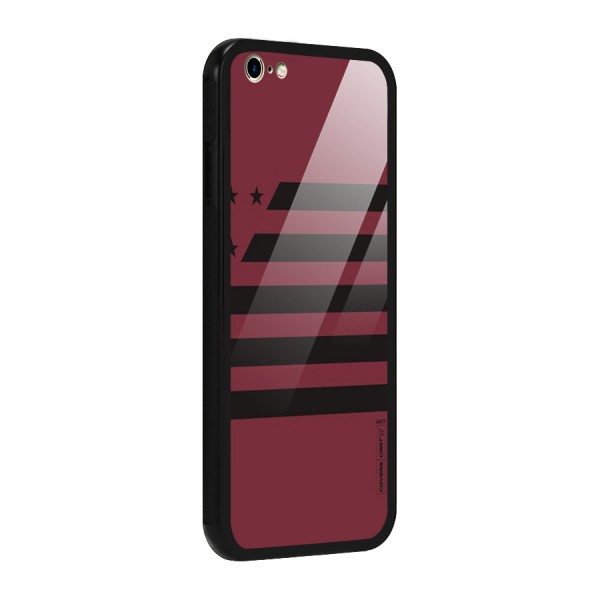 Maroon Star Striped Glass Back Case for iPhone 6 Plus 6S Plus
