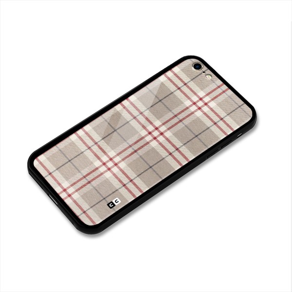 Beige Red Check Glass Back Case for iPhone 6 Plus 6S Plus