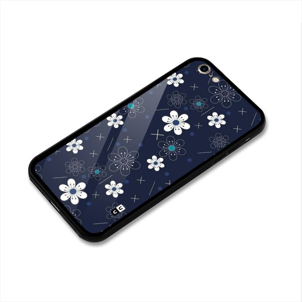 White Floral Shapes Glass Back Case for iPhone 6 Plus 6S Plus