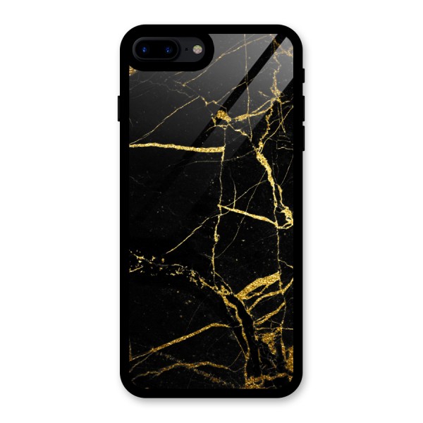 Black And Gold Design Glass Back Case for iPhone 7 Plus