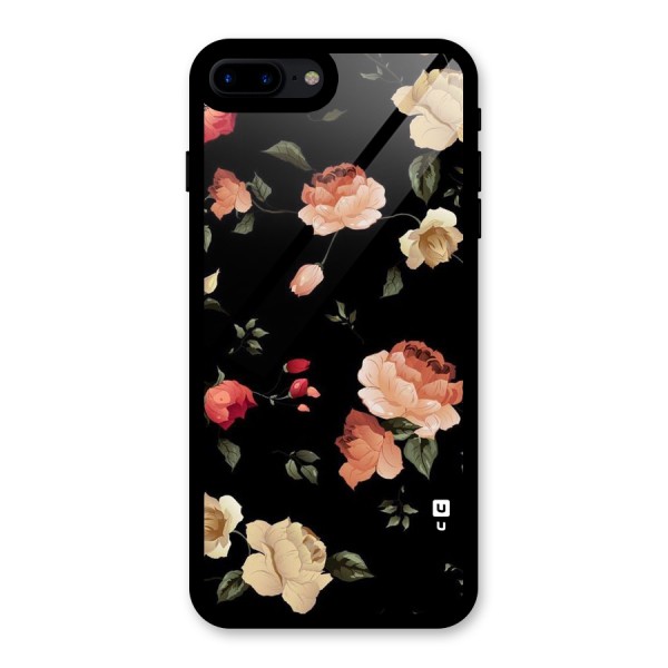 Black Artistic Floral Glass Back Case for iPhone 7 Plus