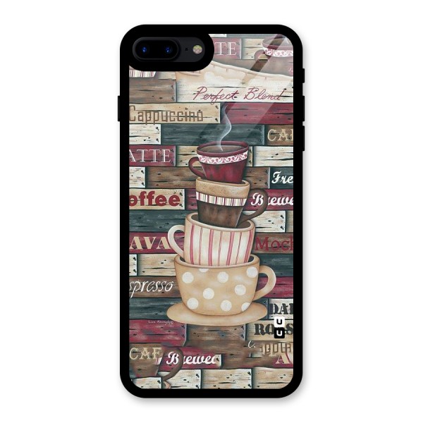 Cute Coffee Cups Glass Back Case for iPhone 7 Plus