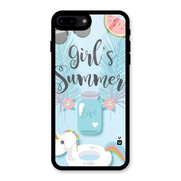 Girls Summer Glass Back Case for iPhone 7 Plus