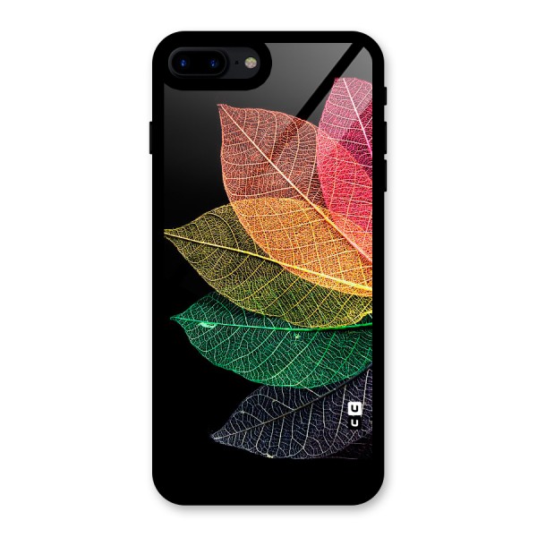 Net Leaf Color Design Glass Back Case for iPhone 7 Plus