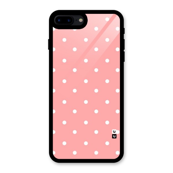 Peach Polka Pattern Glass Back Case for iPhone 7 Plus