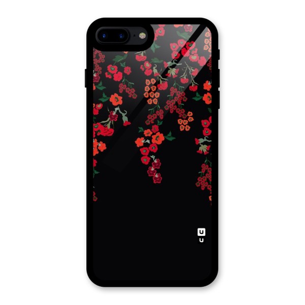 Red Floral Pattern Glass Back Case for iPhone 7 Plus
