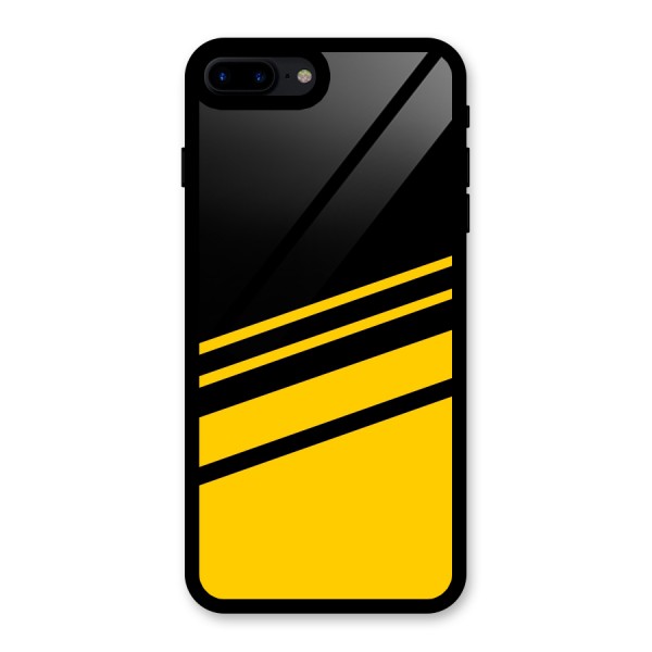 Slant Yellow Stripes Glass Back Case for iPhone 7 Plus