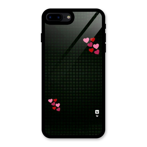 Square and Hearts Glass Back Case for iPhone 7 Plus