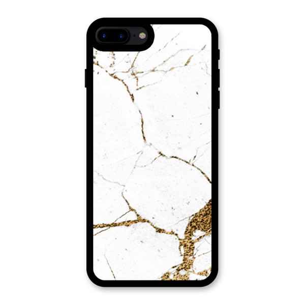 White and Gold Design Glass Back Case for iPhone 7 Plus