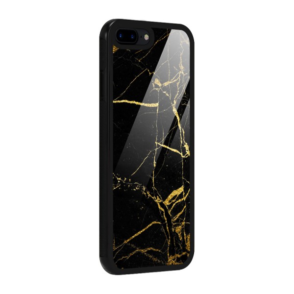 Black And Gold Design Glass Back Case for iPhone 7 Plus